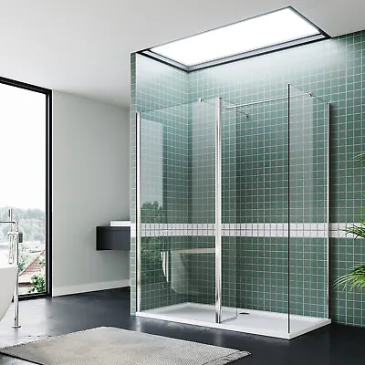 Walk In Shower Enclosure And Tray With Flipper Wet Room Screen 8mm Glass Cubicle • £367.19