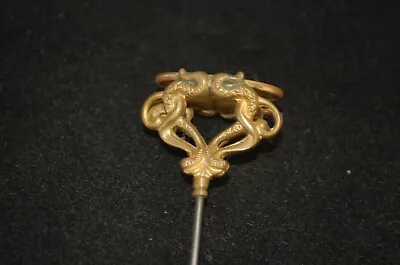 Vintage Art Nouveau Gold Filled Hat Pin W/ Monogram (T) Top- Snakes • $18.50