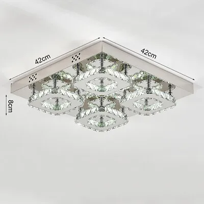 Luxury Square/Round Crystal Ceiling Light LED Chandelier Lamp Dining Living Room • £45.95