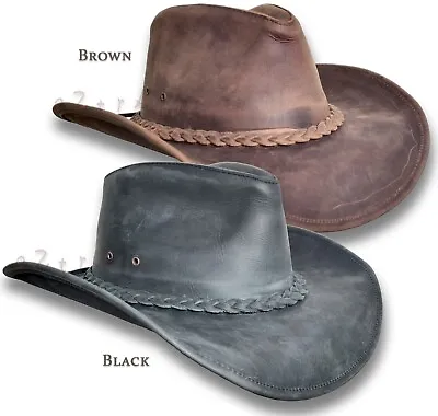 LEATHER Cowboy HAT【oZtrALa】 Australian Outback Aussie Western Men DESPERADO HL33 • $105.90