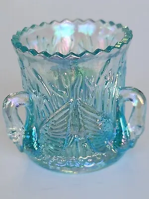 Vintage Toothpick Holder Blue Opalescent Carnival Glass Westmoreland Swan • $29.50