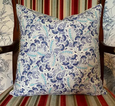 Liberty *FEATHER DANCE* Blue Cotton Cushion Cover  40cm (16 ) BN • £15