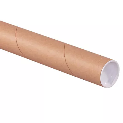 Pack Of 50 Brown Kraft Mailing Tubes 1.5x24  Secure Caps Sturdy • $73.02