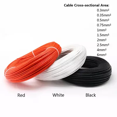 High Temp Braided Cable Fiberglass Silicone Rubber Tinned Copper Electrical Wire • $13.15