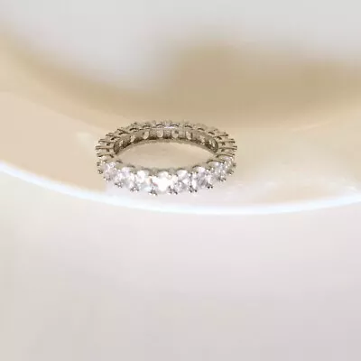 QVC Diamonique Epiphany Platinum Clad Oval Cut Eternity Band Ring - Size 8 - NEW • $29