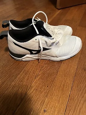 Mizuno Womens Size 11 Wave Supersonic 2 Volleyball Shoes White Black  • $30.50