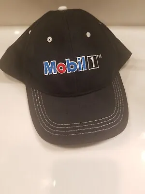 Mobil 1 Hat Cap Strap Back Black Adjustable Racing Nascar Mens Excellent D4 • $7.99