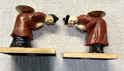 Vintage Antique Resin Chinese Monks? Book Ends Unique Eastern Religion Rare Find • $34.99