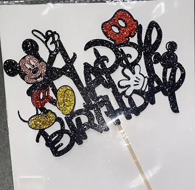 Mickey Mouse Birthday Cake Topper Decoration Party Supplies Glitter Sparkle • $8