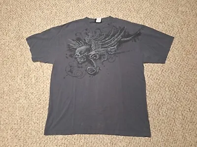 Men's 2008 MIAMI INK Skulls Wings Y2k Tattoo Art Goth Punk Grunge Shirt XL • $24.99