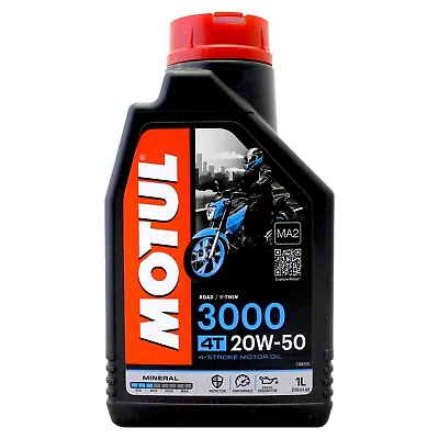Motul 3000 4T 20w-50 20w50 4 Stroke EP Mineral Motorcycle Engine Oil 1 Litre 1L • £11.95