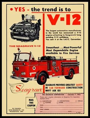 1959 Seagrave Fire Apparatus New Metal Sign: Cab Forward Fire Truck W/ V-12  • $19.88