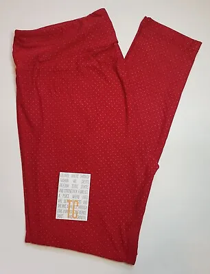 LuLaRoe TC Leggings Solid RED With Polka Dots Tall & Curvy (Size 12-18) NWT • $19.95