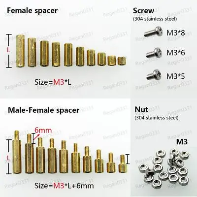 25/50/100pcs Brass M3 Hex Column Standoff Support Spacer Screw Nut For PCB Board • $3.23