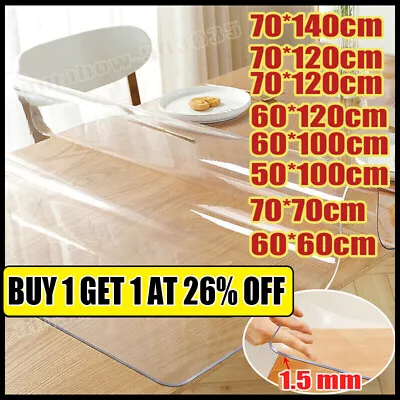 Thick Clear Transparent Vinyl PVC Tablecloth Table Protector Plastic Cover 1.5mm • £9.27