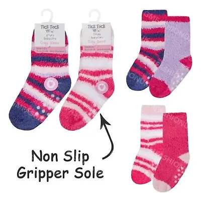 £4.49 • Buy 2 Pairs Baby Girls Toddler Newborn Cosy Fluffy Slipper Socks Anti Slip Warm
