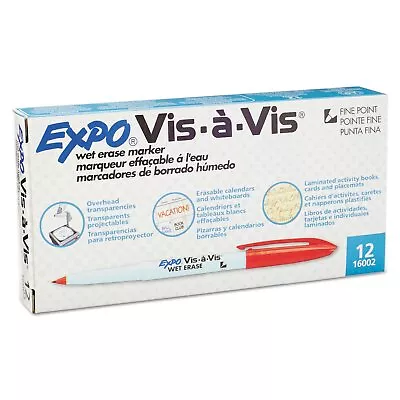 Vis-A-Vis Wet-Erase Overhead Transparency Marker Fine Point Red Ink Dozen • $20.43