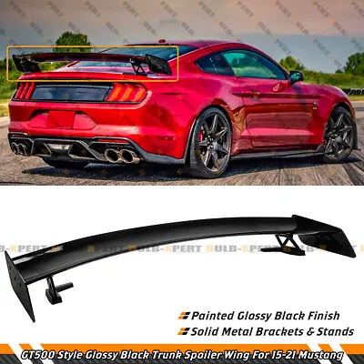 For 15-2023 Ford Mustang Gt500 Style Gloss Black Metal Stands Trunk Spoiler Wing • $212.99