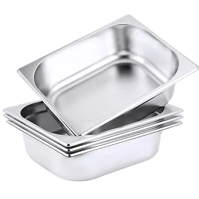 4 Pack 1/2 Size X 2.5 Inch Deep Steam Table Pan Stainless Steel Anti-Jam Pan • $49.50