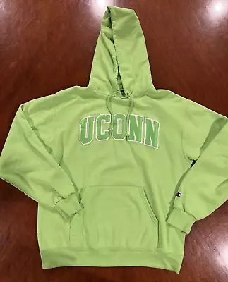 UCONN Huskies Sweater Adult Medium Green Hoodie Sweatshirt Spell-Out Champion • $7.99