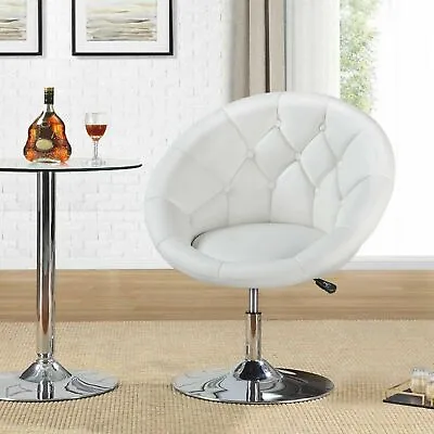 Swivel Retro Armchair Vintage Egg Seat White Vanity Dining Chair Dressing Stool • £84.99