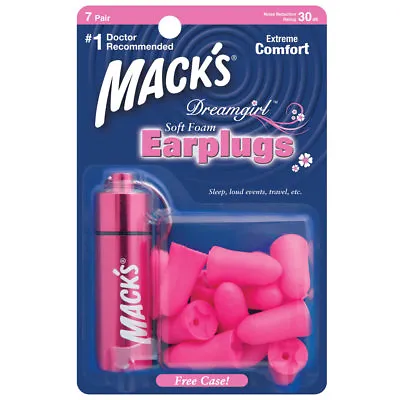 Macks (Mack's) Dreamgirl Soft Foam Earplugs X 7 Pairs + Aluminium Carry Case • £5.69