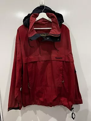 Vintage TIMBERLAND Weathergear Half Zip Pullover Packable Hood Jacket - XL • $70