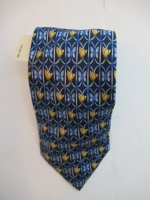 NWT Lanvin Paris Mens Silk Butterfly Blue Yellow Neck Tie 56L 3.75W • $59.84