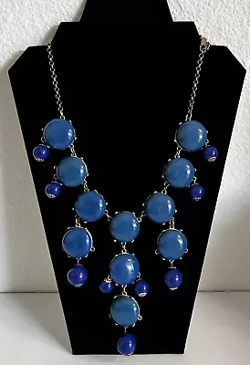J. Crew Blue Round Acrylic Bubble Beads Bib Statement Necklace Adjustable Metal • $23.34