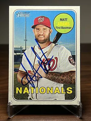 Matt Adams Signed Autographed 2018 Topps Heritage Baseball Card #537 Auto Nats • $4.45