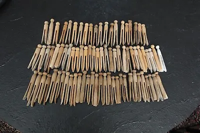 VTG 80 Wood CLOTHES PINS Some Vintage  3.75  To 4.75   Primitive Laundry • $20