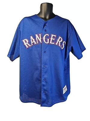 Vtg Majestic Texas Rangers Stitched Jersey Adult MLB Baseball Size L Blue  • $40