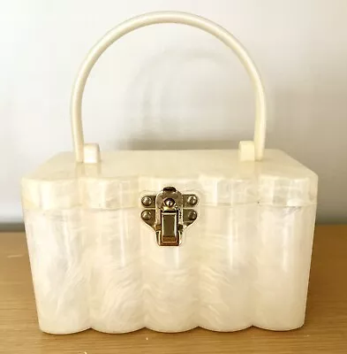 Vintage Pearl White Marbleized Lucite Box Purse • $65