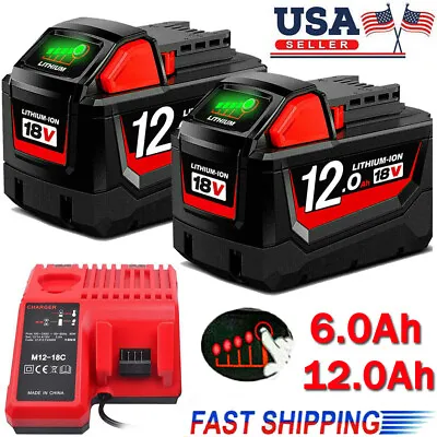 For Milwaukee M18 Lithium 12.0 9.0 8.0 AH Extended Capacity Battery 48-11-1860 • $86.98