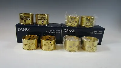 $12.50 • Buy Dansk Holly Napkin Rings Brass Set Of 8 Excellent 