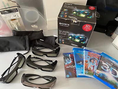 £49 • Buy SONY 3D GLASSES BUNDLE Sony TDG BR250 3D Starter Kit Movie Package 3D Blu Ray