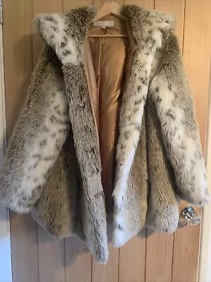 £15.70 • Buy Faux Fur Swing Coat Size 12/M