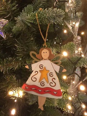 Folk Art Primm Wooden Fairy Christmas Tree Decoration • £4