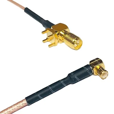 RG178 RP-SMA Female PCB Tall To MCX MALE ANGLE Coax RF Cable USA-Ship • $14.24