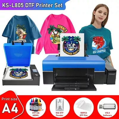 A4 T-shirt Printer Machine DTF Colorful Vivid L805 Impresora W/ Ink+powder+sheet • $1283.39