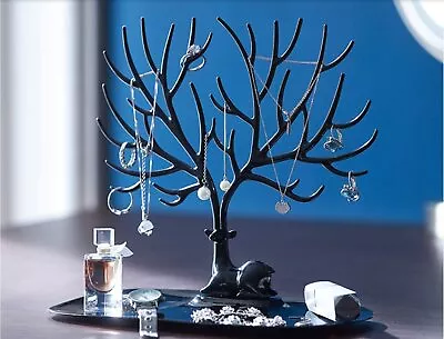 £7.89 • Buy BLACK Display Jewelry Tree Stand Holder Rack Show Earring Necklace Ring Retro UK