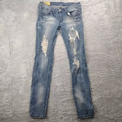Machine Nouvelle Mode Jeans Womens 29 Blue Denim Distressed Skinny Low-Rise • $15