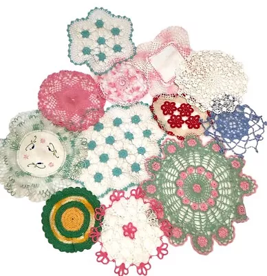 Lovely Lot Of 12 Vintage Handmade Doilies Beautiful Condition Assorted SZ Crafts • $33