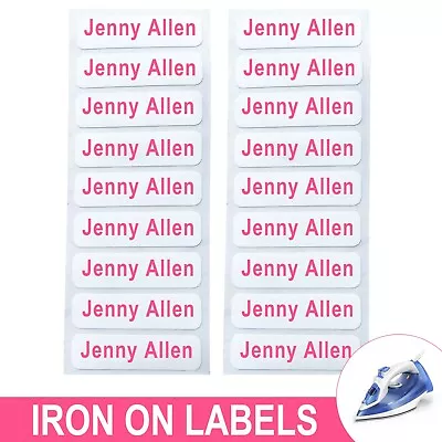 Name Labels Printed Personalised Iron-On Tags School Clothes Uniform Pre-Cut • £3.28