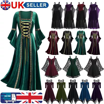 £7.59 • Buy Women Vintage Gothic Punk Victorian Medieval Witch Halloween Costume Fancy Dress