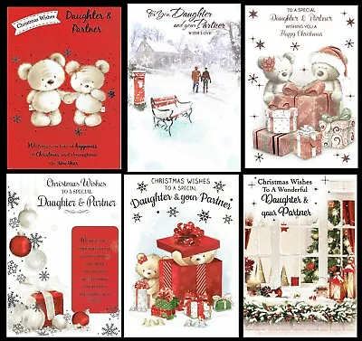 DAUGHTER AND PARTNER CHRISTMAS Card ~ Quality Cards CHOICE Of DESIGNS • £1.20