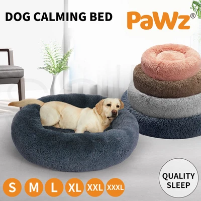 $21.99 • Buy PaWz Dog Calming Bed Warm Soft Plush Round  Comfy Sleeping Kennel Cave Washable