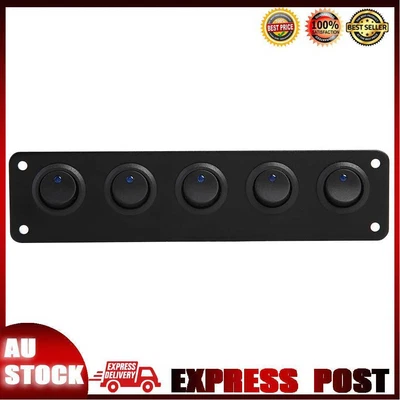 $13.73 • Buy 5 Gang Car Marine Boat Blue LED Rocker Switch Panel 12V 20A 24V 10A DC On/Off AU