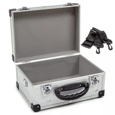 Ex Display 320mm Aluminium Silver Case Storage Lockable Clasp CD DVD Box Storage • £26.99