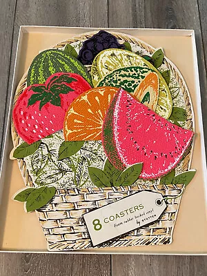 Vintage Mid Century Modern Stotter Fruit Coasters Set 8 Pop Art NIB Ships Free • $24.99